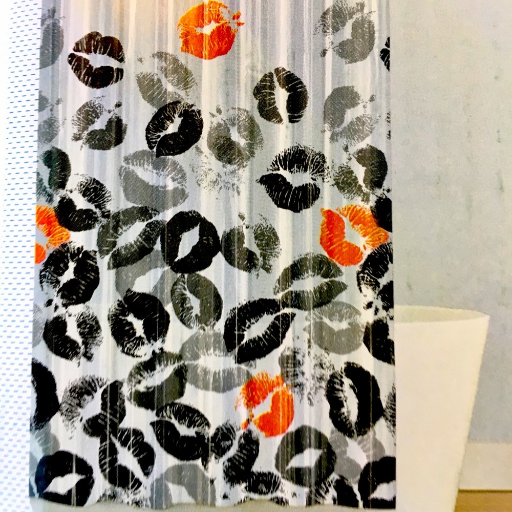 Kiss Kiss Peva Shower Curtain Lips Black Lipstick